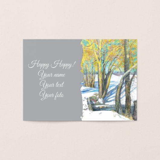 冬のウォータコルの絵画橋 箔カード (内部)