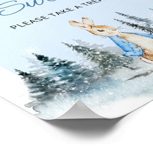 冬のウサギのベビーは甘いアーチポスター ポスター (角)