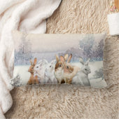 冬のウサギ ランバークッション (ブランケット)