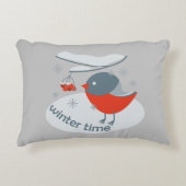 冬のウシバエと赤いローワンの果実 アクセントクッション (正面)