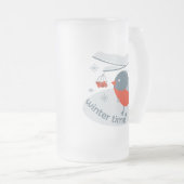 冬のウシバエと赤いローワンの果実 フロストグラスビールジョッキ (正面右)