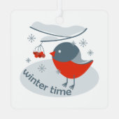 冬のウシバエと赤いローワンの果実 メタルオーナメント (裏面)