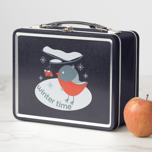 冬のウシバエと赤いローワンの果実 メタルランチボックス (インサイチュ)