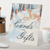 冬のウッドランドああ鹿の赤ちゃんシャワーカードとギフト 台座サイン (インサイチュ)