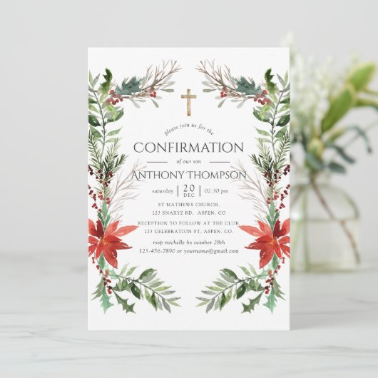 冬のウッドランドのクリスマスの確認 招待状 (スタンド正面)