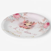 冬のウッドランドの女の子のベビーシャワー ペーパープレート (アングル)