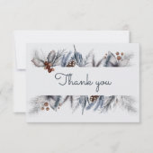 冬のウッドランドの水の色の森の赤ちゃんシャワー サンキューカード (正面)