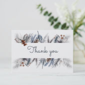 冬のウッドランドの水の色の森の赤ちゃんシャワー サンキューカード (スタンド正面)