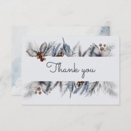 冬のウッドランドの水の色の森の赤ちゃんシャワー サンキューカード
