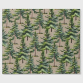 冬のウッドランドの水の色スプルスフォレストクラフト ラッピングペーパー (フラット)