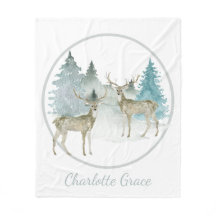 冬のウッドランドの水彩クリスマスディアー