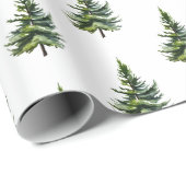 冬のウッドランドの水彩モミ木3 ラッピングペーパー (ロールコーナー)