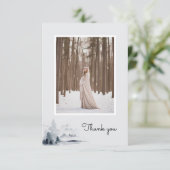 冬のウッドランドの水彩林の写真妊婦の サンキューカード (スタンド正面)