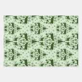 冬のウッドランドダマスクとトナカイとモミの木 ラッピングペーパーシート (正面)