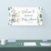 冬のウッドランドテディベア赤ちゃんシャワー 横断幕 (トレードショー)