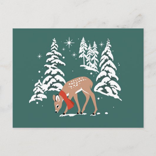 冬のウッドランドトナカイ シーズンポストカード (正面)