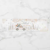 冬のウッドランドトラックベビーシャワー ペットボトルラベル (シングルラベル)