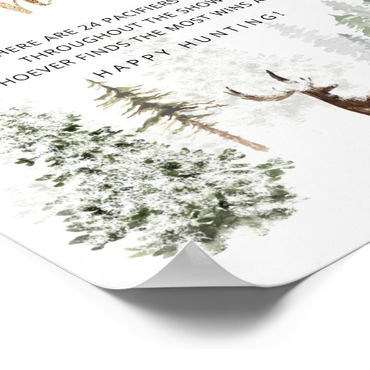 冬のウッドランドフォレストディアパシファイア狩りゲーム ポスター (角)