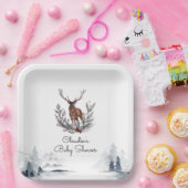 冬のウッドランドモダンスタグスクリプトベビーシャワー ペーパープレート (パーティー)