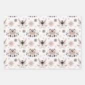 冬のウッドランドモダン鹿の植物色 ラッピングペーパーシート (正面3)