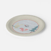 冬のウッドランド初の誕生日森林動物の少年 ペーパープレート (アングル)