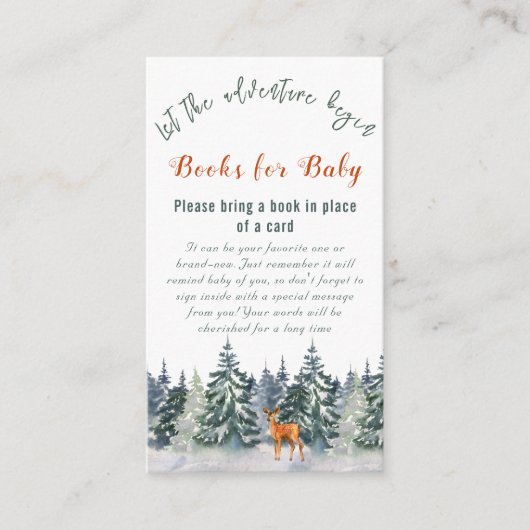 冬のウッドランド動物の冒険がブックゲームを待つ エンクロージャーカード (正面)