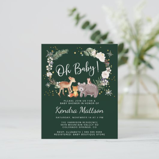 冬のウッドランド動物の水の色ベビーシャワー (スタンド正面)