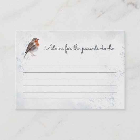 冬のウッドランド動物の水の色ベビーシャワー アドバイスカード (正面)