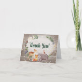 冬のウッドランド動物の水の色ベビーシャワー サンキューカード (正面)