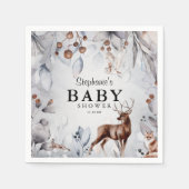 冬のウッドランド動物の水の色ベビーシャワー スタンダードカクテルナプキン (正面)