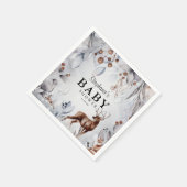 冬のウッドランド動物の水の色ベビーシャワー スタンダードカクテルナプキン (角)
