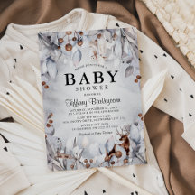 冬のウッドランド動物の水の色ベビーシャワー