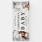 冬のウッドランド動物の水の色ベビーシャワー 横断幕 (縦)