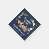 冬のウッドランド動物の青い赤ちゃんシャワー スタンダードカクテルナプキン (角)