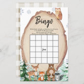 冬のウッドランド動物ジェンダーがビンゴゲームを明らかにする (正面/裏面)