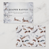 冬のウッドランド動物ベビーシャワーおむつラッフル エンクロージャーカード (正面/裏面)