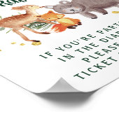 冬のウッドランド動物ベビーシャワーおむつラッフル ポスター (角)