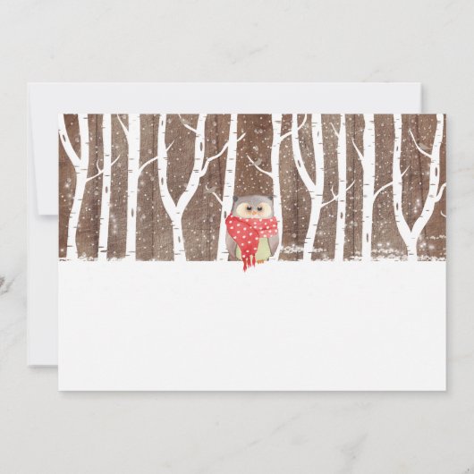 冬のウッドランド動物ベビーシャワー招待状 招待状 (裏面)