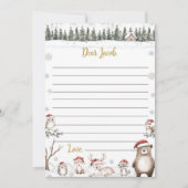 冬のウッドランド動物誕生日タイムカプセルカード サンキューカード (正面)