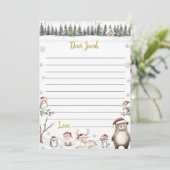 冬のウッドランド動物誕生日タイムカプセルカード サンキューカード (スタンド正面)