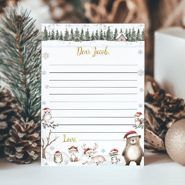 冬のウッドランド動物誕生日タイムカプセルカード サンキューカード