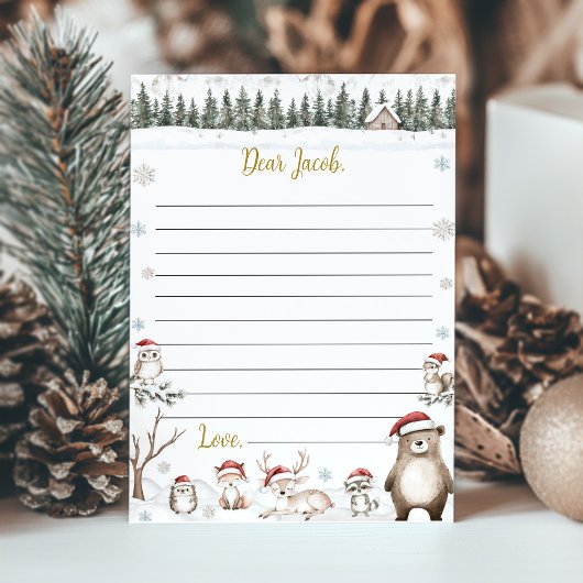 冬のウッドランド動物誕生日タイムカプセルカード サンキューカード