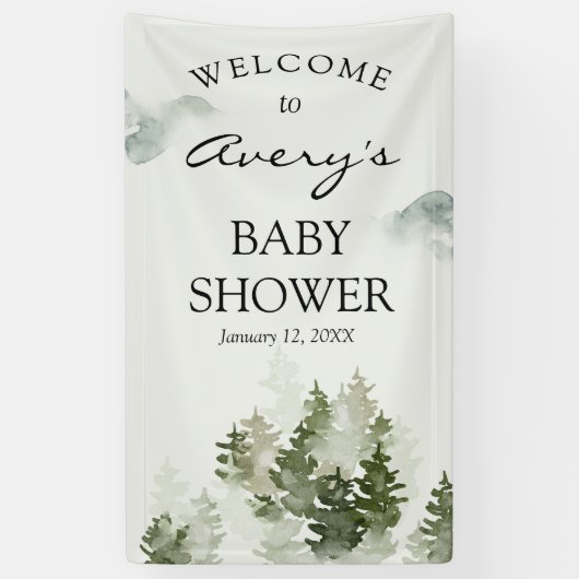 冬のウッドランド歓迎の看板バナー 横断幕 (縦)