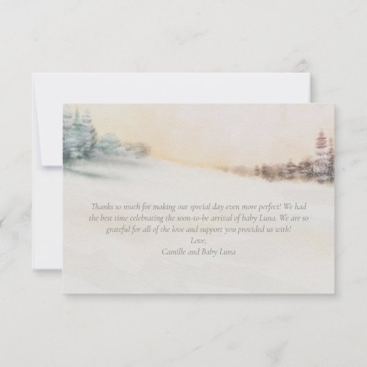 冬のウッドランド赤ちゃんシャワーありがとう サンキューカード (裏面)