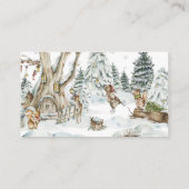 冬のウッドランド赤ちゃんシャワーおむつラッフル エンクロージャーカード (裏面)