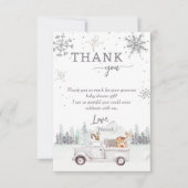 冬のウッドランド赤ちゃんシャワー写真サンキューカード サンキューカード (正面)