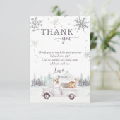 冬のウッドランド赤ちゃんシャワー写真サンキューカード サンキューカード (スタンド正面)