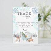 冬のウッドランド赤ちゃんシャワー写真サンキューカード サンキューカード (スタンド正面)