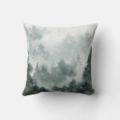 冬のウッドランド霧の山の森ヤングスタッグ クッション (裏面)