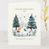 冬のウッドランドVrolijk Kerstfeest Greeting カード (黄色い花)